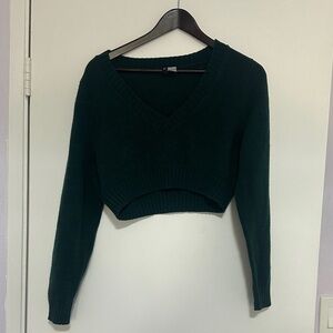 H&M Dark Green V-Neck Sweater